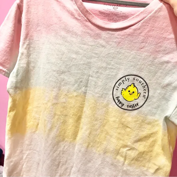 Simply Southern Happy Easter chick‎ gnomes tie dye shirt pink size small - Image 3