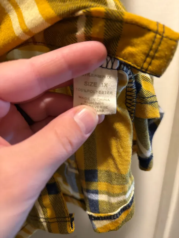 Paper + Tee mustard plaid 3/4 sleeve button up shirt, 1X - Image 4