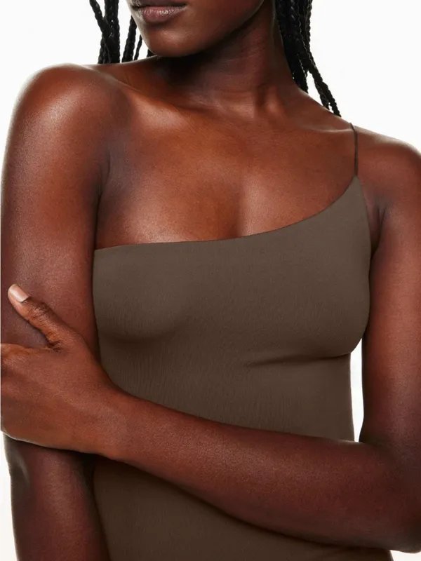Babaton Contour Brown One Shoulder Midi Dress Size Small Bodycon Stretchy - Image 2