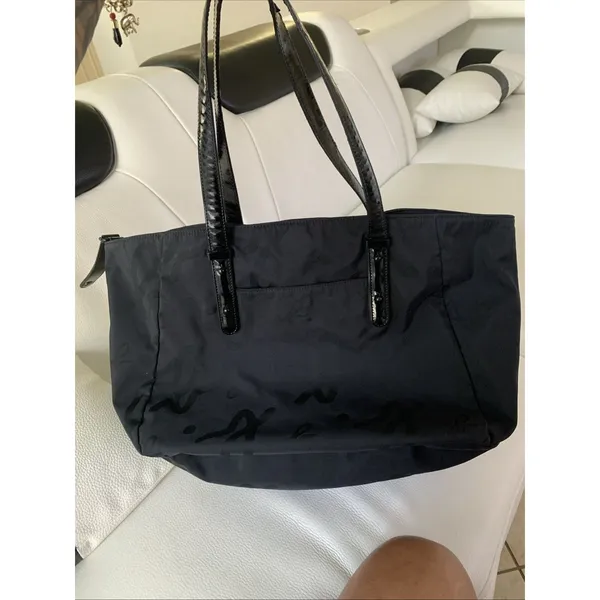 Agnès b. Voyage small black nylon bag with strap details. - Image 7