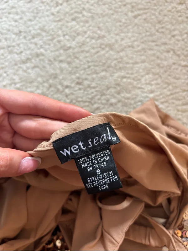 Y2K Wet Seal Gold Sequin Mini Dress - Image 2