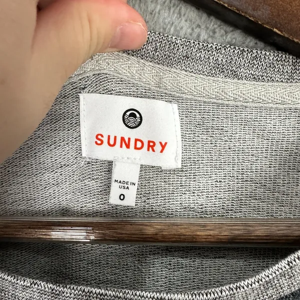 Sundry‎ Sweatshirt 0 Grey Camo Knit Zip Side Streetwear Casual Chic Lounge Top - Image 2