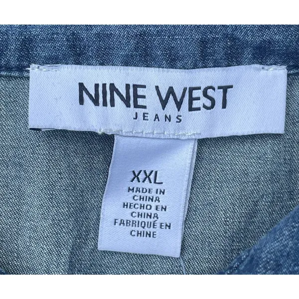 Nine West Brentwood Denim Shirt Dress XXL NWT Cotton Pockets Casual Chambray - Image 14