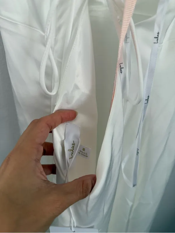 Lulus Medium NEW Lupita White Satin Tie-Back Maxi Dress Bridal Wedding Minimal - Image 7