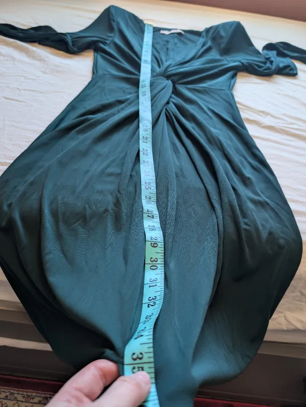 Rinascimento Formal Twist Front Long Sleeve Maxi Dress XSmall Dark Green - Image 8