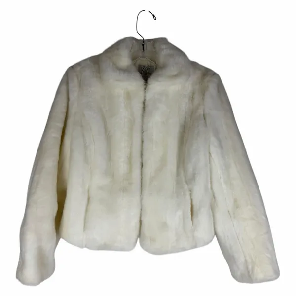 Ann Taylor LOFT Faux Fur Short Jacket White Size 4P - Image 4