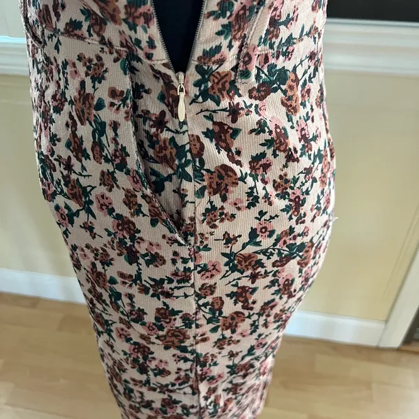 Clearance 50% off Vintage Floral Corduroy Overalls Dress, Small - Image 5