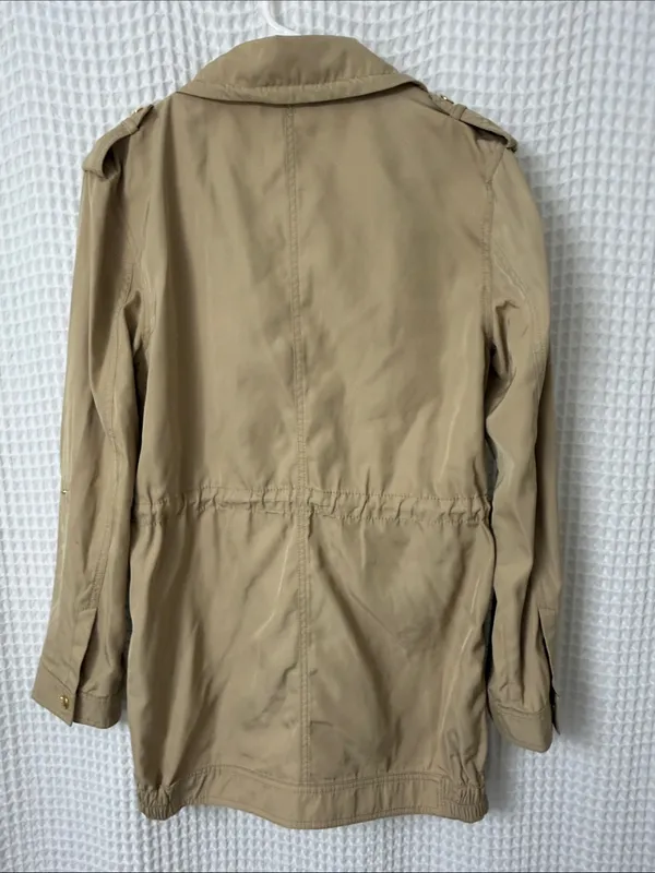 Michael Kors Tan with Gold Hardware Trench Coat Jacket Small - Image 6