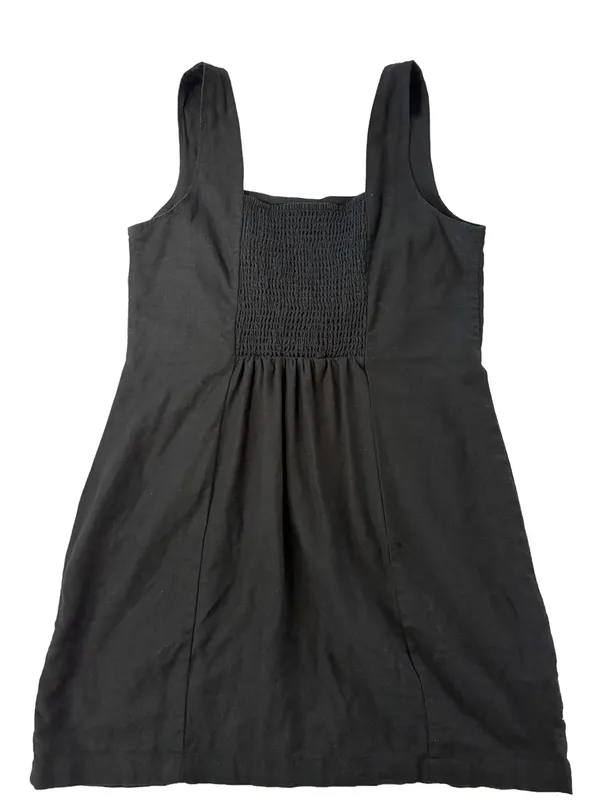 Old Navy Square Neck Linen-Blend Mini Dress Black Size Large - Image 4