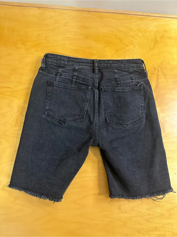 Free People We the Free Avery Washed Black High-Waisted Denim Bermuda Shorts 25 - Image 5
