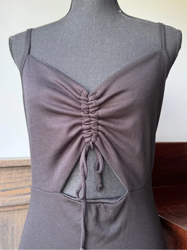 21 Saints Women's Black Ruched Front Cutout Dress nwt large - Image 6