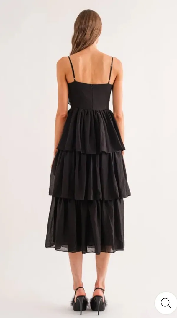 Black Bow Midi Dress - Image 2