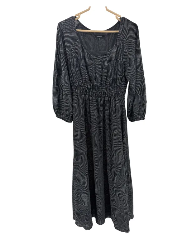 Madewell Geo Dot Print Balloon Sleeve Georgette Midi Dress M Whimsigoth feminine flowy - Image 2