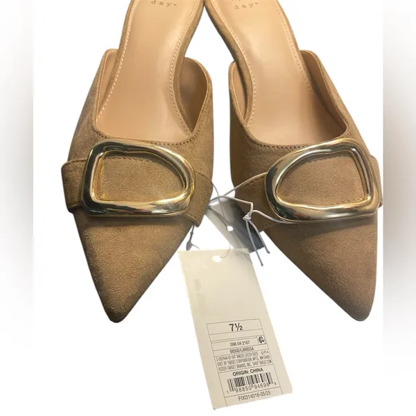 A New Day Women’s Larissa Pointed Toe Kitten Heels– Brown Faux Suede, Size 7.5 - Image 4