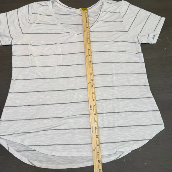 Mote Womens XL Striped V Neck Pocket T-Shirt Casual Short Sleeve Top‎ - Image 5