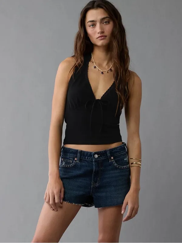 AE Tie Front Halter Crop Top - Image 3