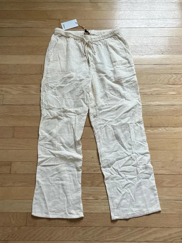 Quince Cream Wide-Leg Drawstring Pants - Image 2