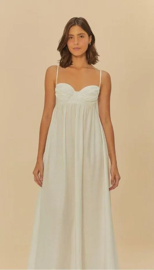 NWOT Farm Rio Linen Blend White Sleeveless Maxi Dress Size XS - Image 2
