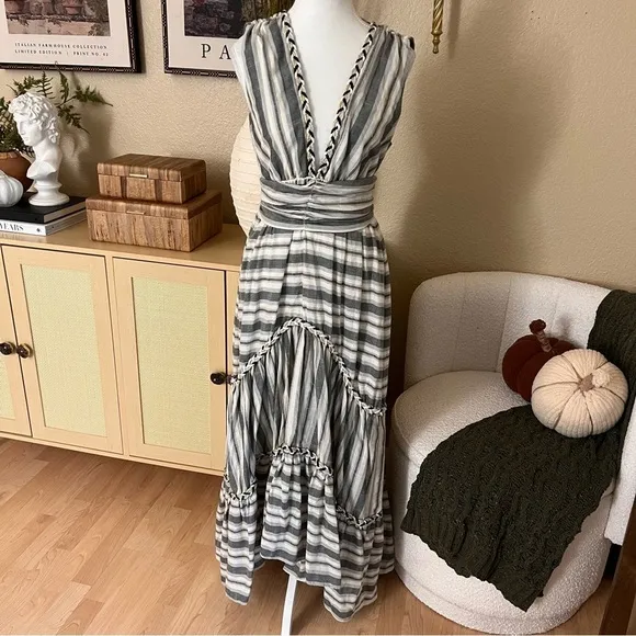 MISA Fournier Striped‎ Maxi Cotton Bohemian Dress Size Small - Image 6