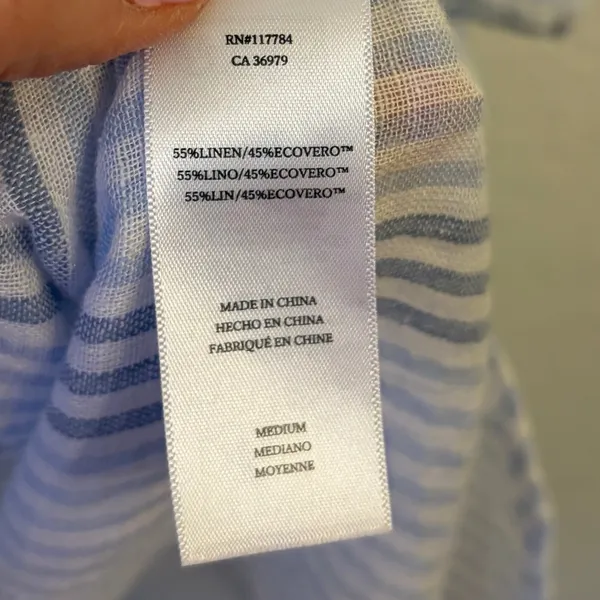Rails Nala Top Womens M Linen Blend Blue Stripe Coastal Lightweight Relaxed - Image 8