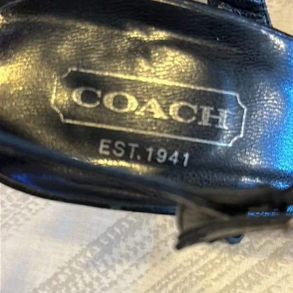 Coach Joelle Black Kid Leather Strappy Bow Heels Size 7.5 - Image 4