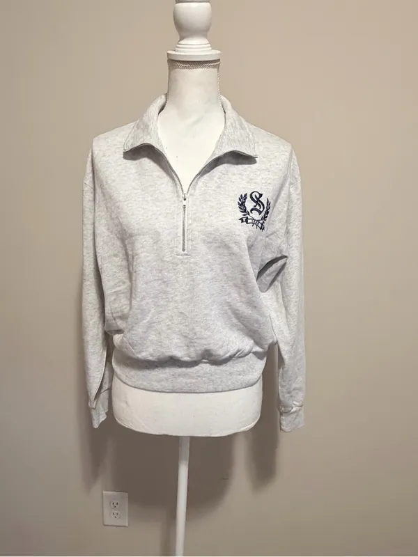 Skims Lightweight Fleece Shrunken Quarter Zip Pullover size large NWT - Image 4