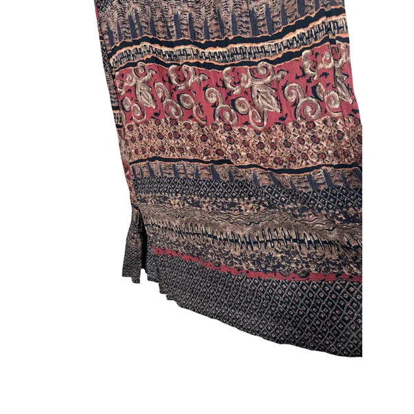 Vintage California Krush 90s Womens XL Boho‎ Maxi Skirt Burgundy Black Print - Image 2