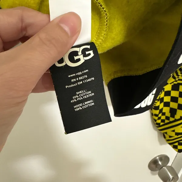 UGG RTW | Woman's Mallory Checkerboard Neon Green Black‎ Cropped Hoodie, Size M - Image 7