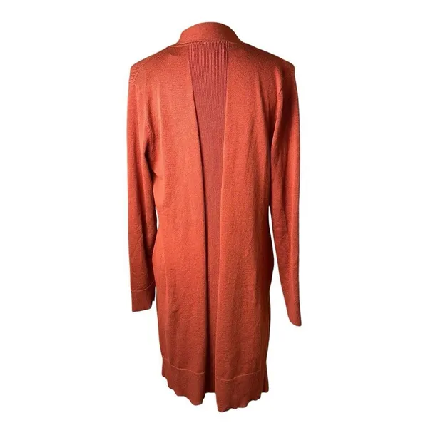 Alexandra + Oak Pumpkin Spice Orange Long Open Front Cardigan‎ Pockets Sz Medium - Image 3