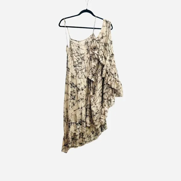 Designer Boutique One Shoulder Drape Crepe Floral Mini Dress Small - Image 2