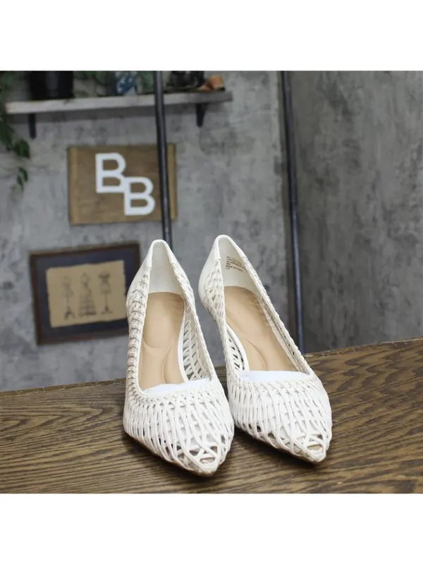 NWT INC International Concepts Zitah Woven Pointed Toe Pumps White Woven 9M - Image 8