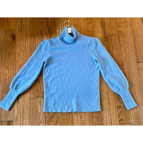 J.crew blue wool blend puff sleeve sweater small - Image 8