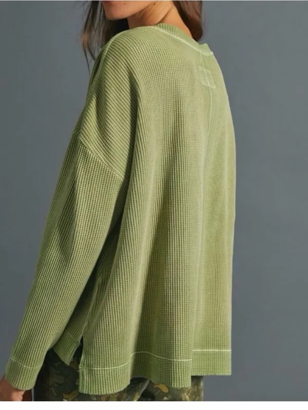 Anthropologie Pilcro Women’s Moira V-Neck Waffle Knit Thermal Top Shirt Size S - Image 2