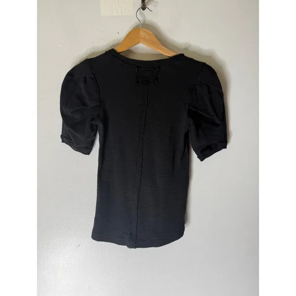 Free People Ellery Size XS Scoop Neck Shirt Pleated Short Puff Sleeve Blouse Top - Image 2