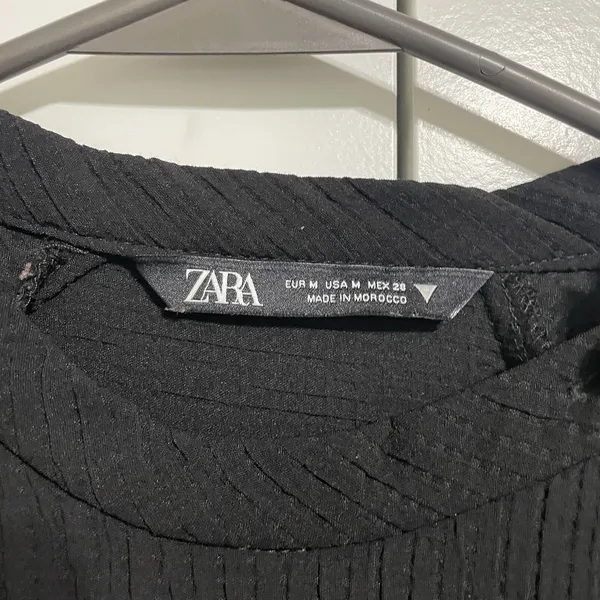 ZARA Black Mandarin Collar Button Front Long‎ Sleeve Blouse Women Size M - Image 4