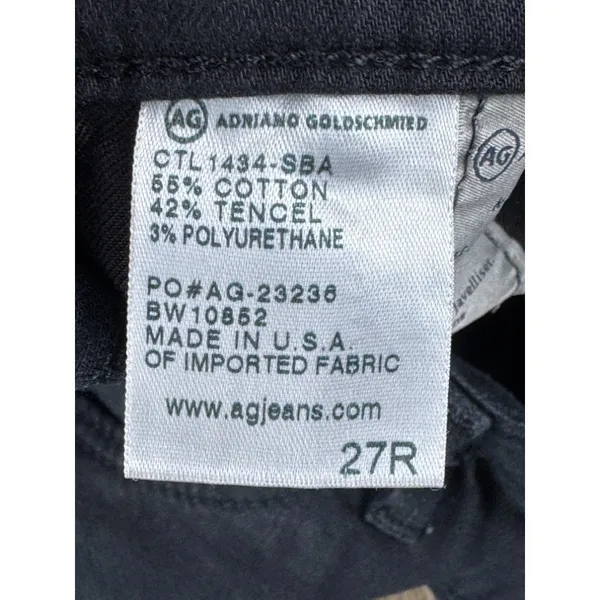 AG Adriano Goldschmied The Prima Mid-Rise Cigarette Jean Black 27R Designer Slim - Image 5