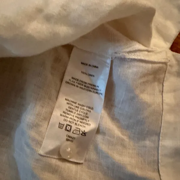 Quince 100% European Linen Short Sleeve Shirt Size M White Camp Collar Boxy Top - Image 3