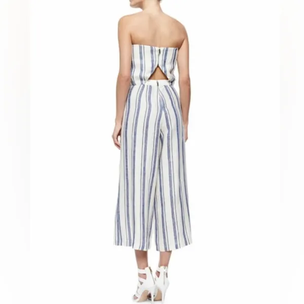 Alice + Olivia‎ Lucie Strapless Wide-Leg Linen Jumpsuit Size 2 - Image 2