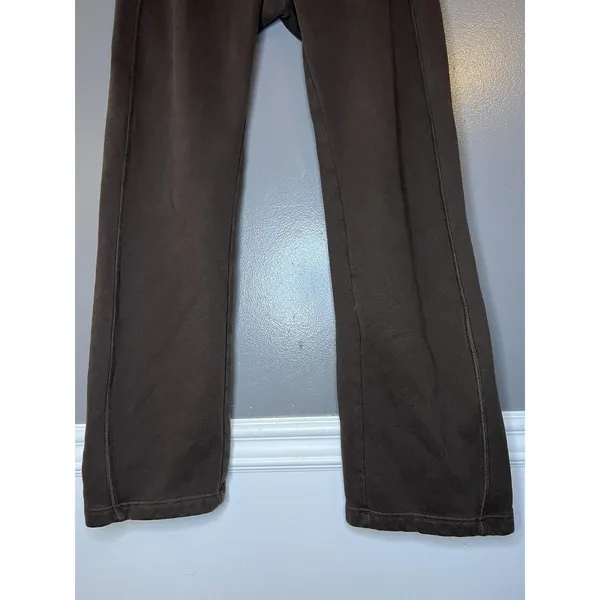 Nike Sweatpants Womens Medium Brown Fleece Straight Leg Lounge Embroidered Logo - Image 3