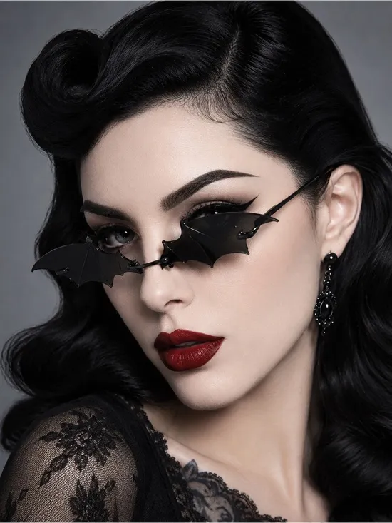 NWT Black Bat Wings Halloween Costume Gothic Party Steam Punk Shades Sunglasses - Image 8
