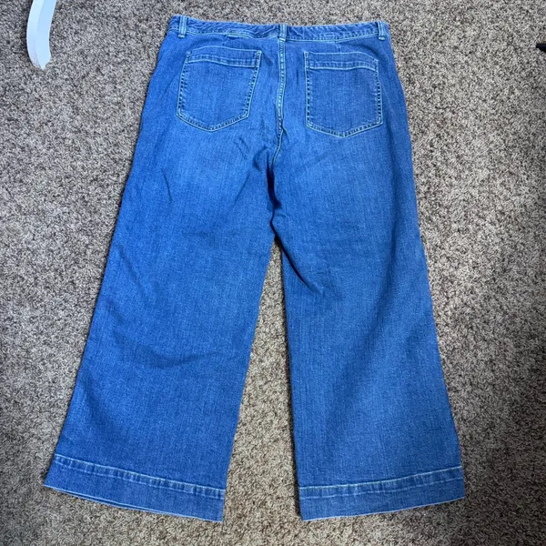 Gap High Rise Wide Leg Crop Jeans Medium Indigo Denim Size 16/33 - Image 3