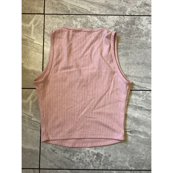 Halara NWOT Womens Ribbed V-Neck Tank Top Dusty Pink Sleeveless Crop Top Small - Image 5