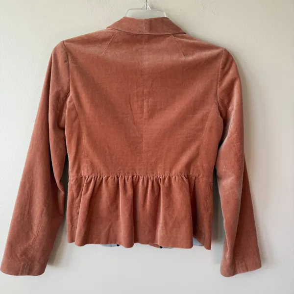 J.Crew Womens Blazer 8 Orange Hue Shawl Collar Peplum Velvet Dark Academia Fall - Image 4