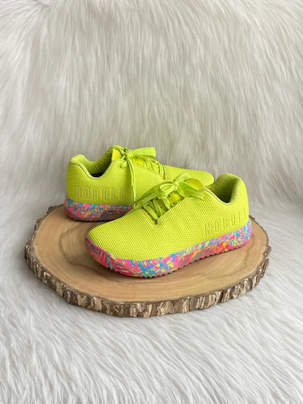 NOBULL Neon Yellow Sneakers with Multicolor Sole - Image 4