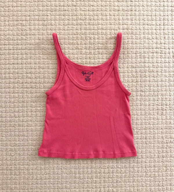 John Galt Pink Ribbed Strap Tank - Image 3