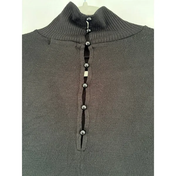 Rag and Bone Black Mock Neck Button Back Knit Sweater Long Sleeve Drop Shoulder - Image 4