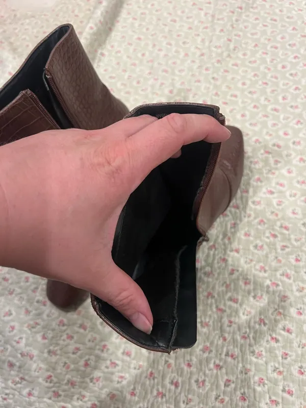 Women's Brown Croc-Embossed High Heel Ankle Boots - Image 4