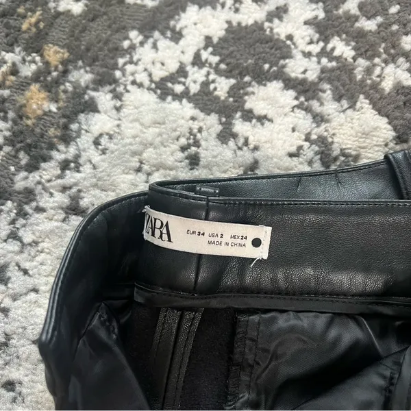 Zara Black Leather Pants - Image 5