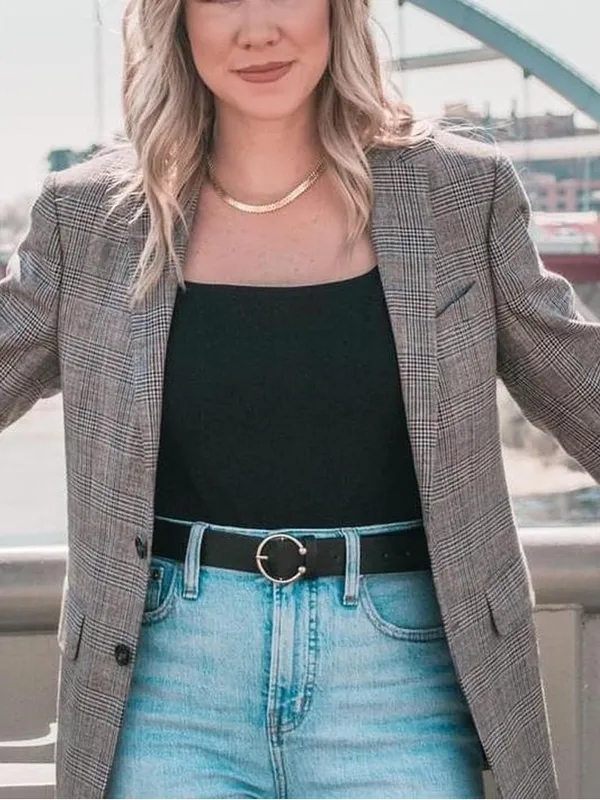 Zara Woman Plaid Comfort Knit Blazer Jacket Size XL (44) Brown Black - Image 9
