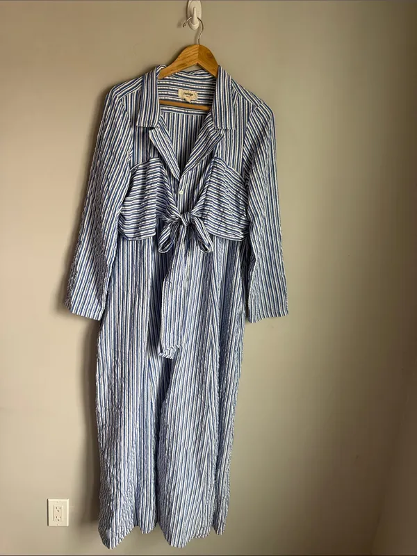 Anthropologie Porridge Tie-Front Shirt Dress XL - Image 2